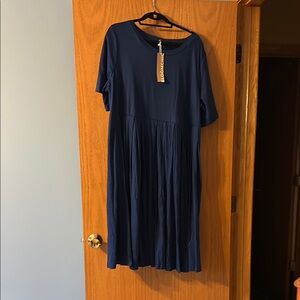 BloomChic Blue Pleated Midi Sundress